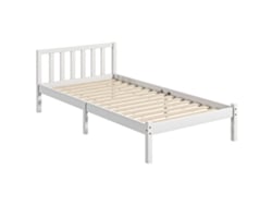 Estructura De Cama Individual De Madera Maciza De 90x190 Cm Con Cabecero Y Base De Láminas Resistente Para Niños Y Adultos.