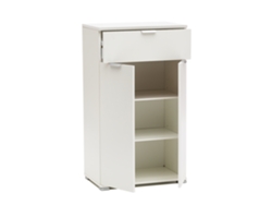 Mesita de noche/armario blanco de 45×85×38 | 2 puertas y cajón | 2 estantes ajustables | Ya ensamblado The White Stone