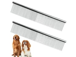 Pente higiênico para animais em aço inoxidável, 19x3,5 cm, com dentes arredondados, para cães e gatos.