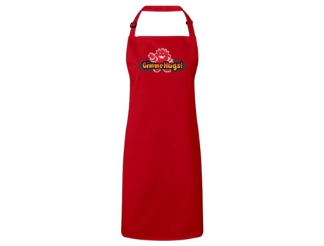 Delantal de cocina rojo premium Hugs de Gimme! Videojuego retro con parodia de Pixel Art FABULOSO