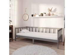 Sofá Cama Con Colchón Madera De Pino Maciza Gris 90x200 Cm