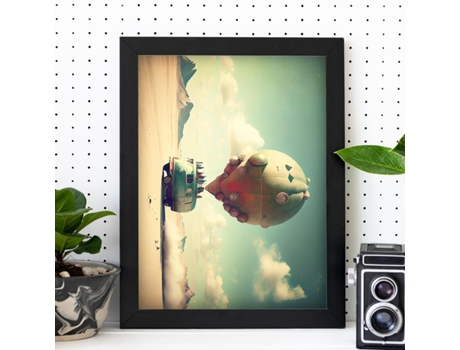 NACNIC Poster Globo Aerostático En Estilo Surrealismo Cinematográfico Ilustraciones y Grabados de Historieta Abstracta y Artística A3