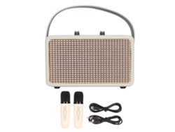 Máquina De Karaoke Con 2 Micrófonos Inalámbricos, Altavoz Bluetooth, Compatible Con Tarjeta De Memoria Usb, Aux Y Fm