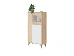 Vitrina Kikua Plus Blanco Artik (Blanco Mate) - Roble Canadian 77 x 142 x 33 cm
