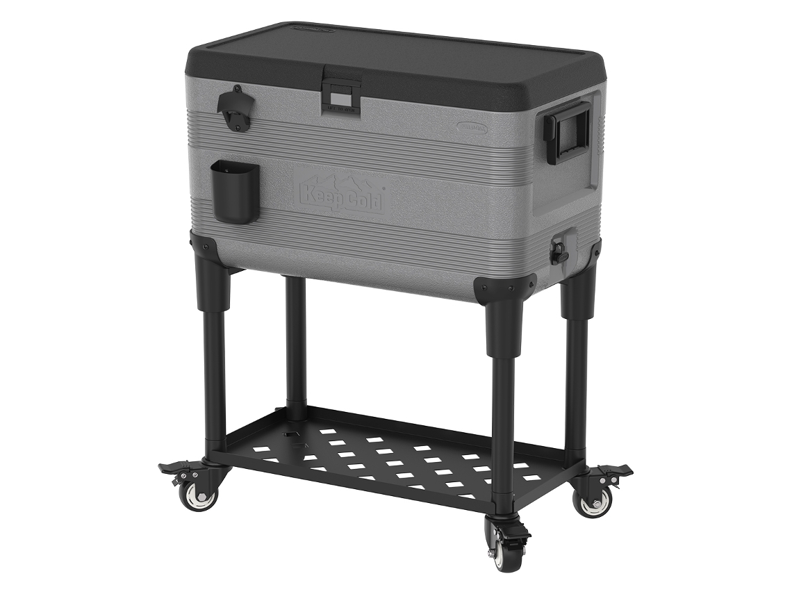 Refrigerador portátil con mesa - 70 L - Gris