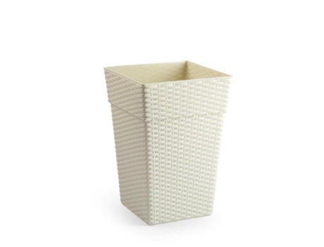Maceta rattan alta 20 cm marfil