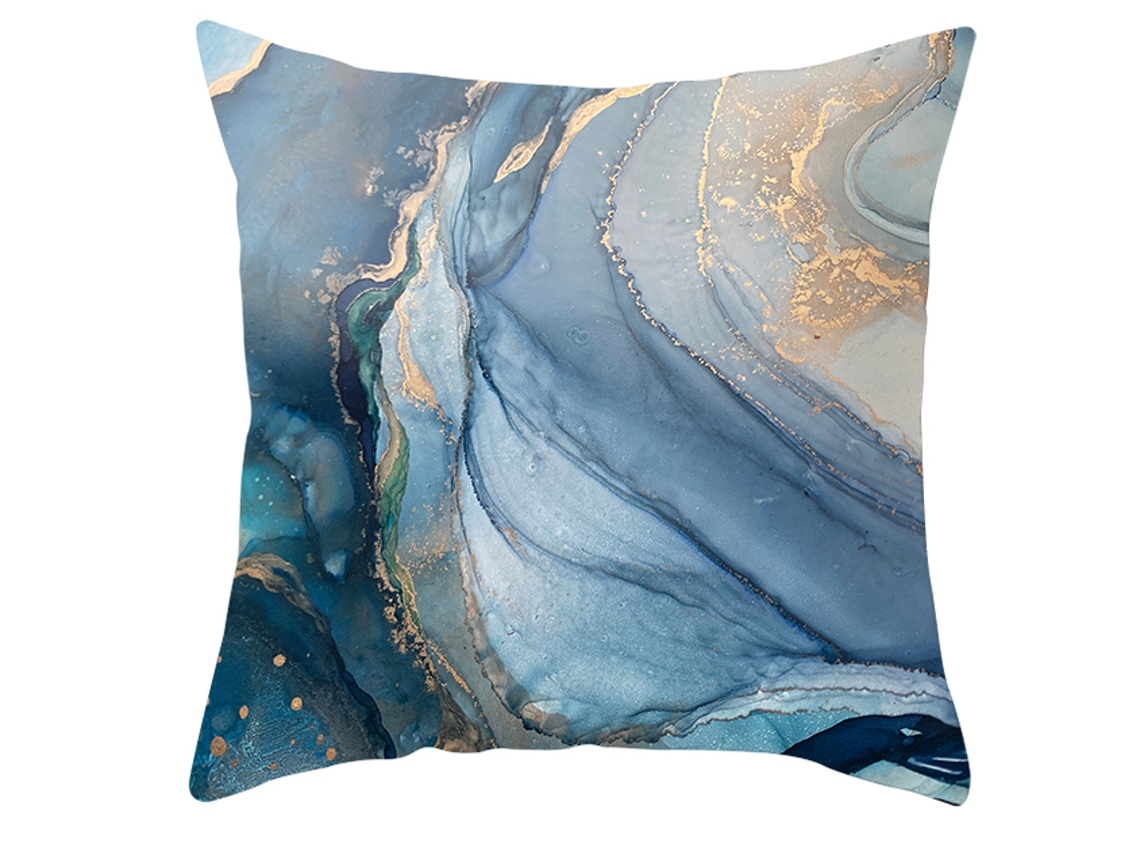 Serie Arte a Tinta Funda Decorativa de Almohada Azul