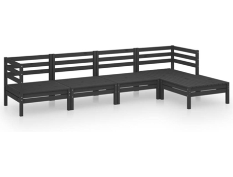 Conjunto 5 de muebles de jardín VIDAXL madera de pino maciza negro