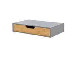 Estante de pared Bokn con cajón hasta 5 kg bambú 40 x 24 x 8 cm - Gris y Natural [EN.CASA]