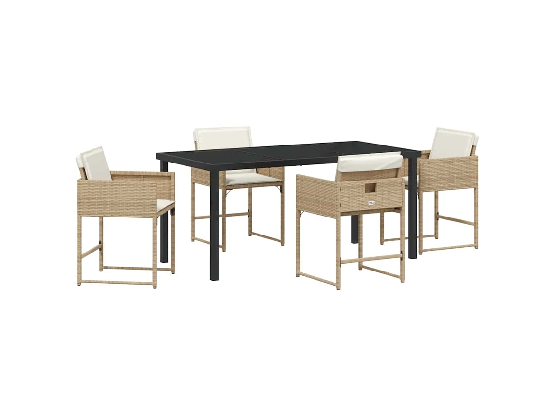 Juego de comedor de jardín Vidaxl de 5 piezas en mimbre beige