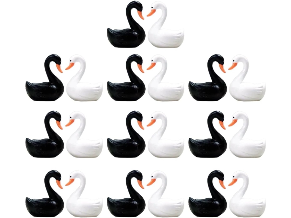 20 Esculturas Decorativas De Cisnes De Resina, 10 Cisnes Blancos Y Negros, Para