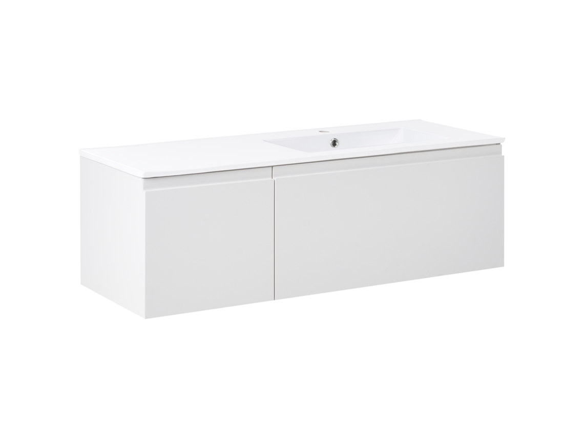 Mueble de baño de pared Beliani Coroico con lavabo en MDF blanco 120x46x38