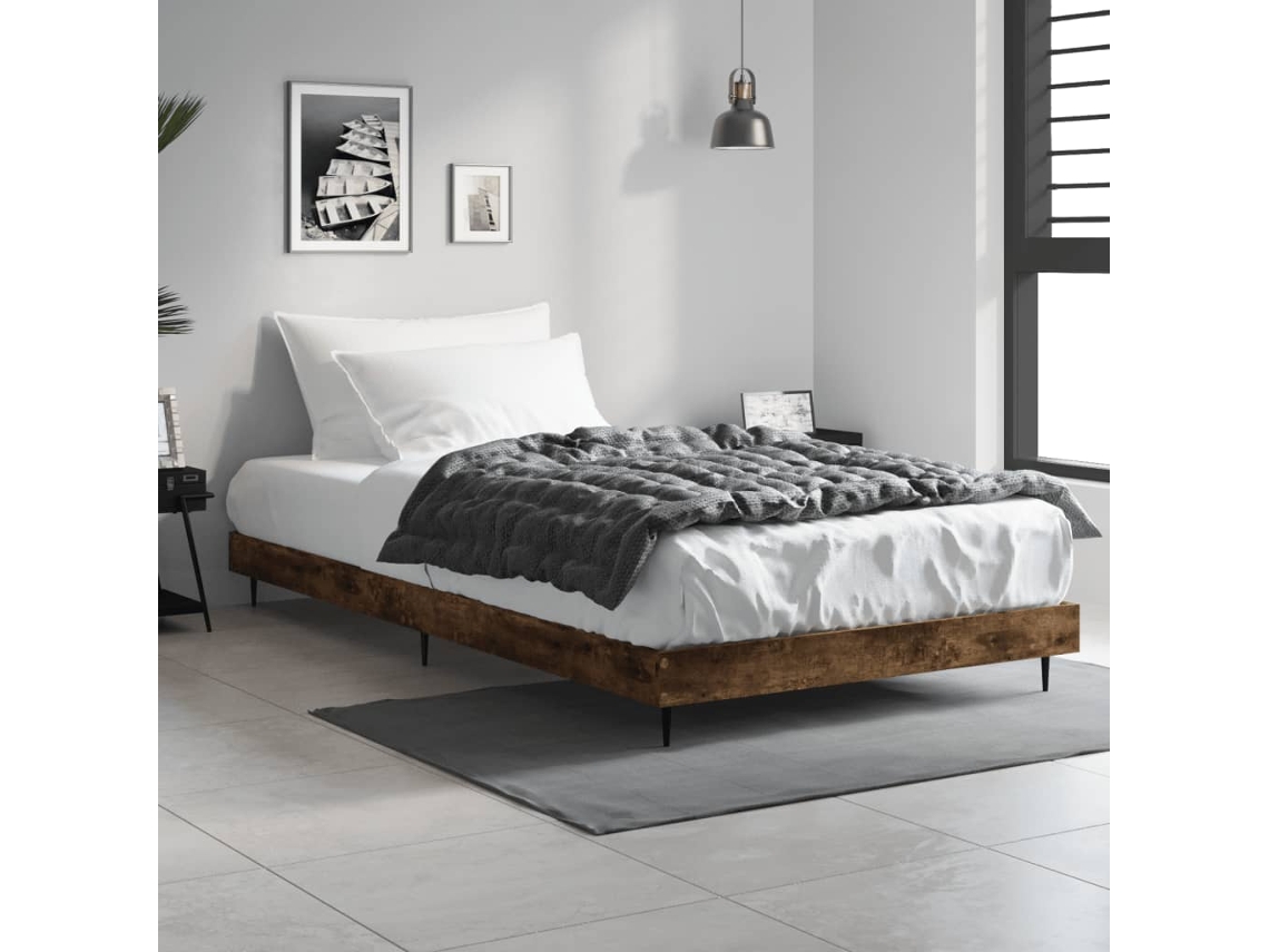 Estructura De Cama Sin Colchón Madera Roble Ahumado 90x200 Cm