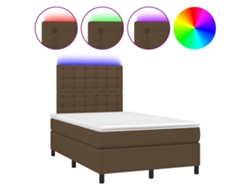 Maison Exclusive - Cama Box Spring Con Colchón Y Led Tela Marrón Oscuro 120x200 Cm