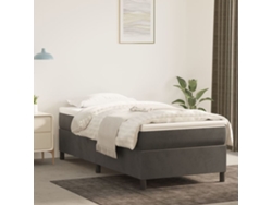 Cama Box Spring Con Colchón Terciopelo Gris Oscuro 90x190 Cm
