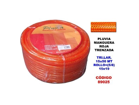 Pluvia manguera roja trenzada tri.lar.15x50 rollo (5-8) 15x19