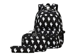 Mochila con lonchera, estuche, gran capacidad, bolsa para libros, mochila escolar para estudiantes de primaria, negra Giecy