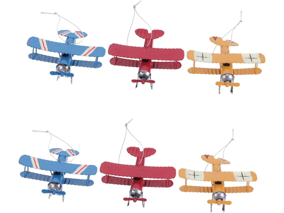 Lote De 6 Maquetas De Aviones De Hierro Vintage, Adornos Retro, Construcción Sólida.
