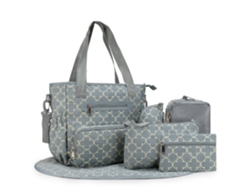Conjunto de 7 piezas: bolsa de pañales, cambiador y ganchos para cochecito (azul claro) Eifson