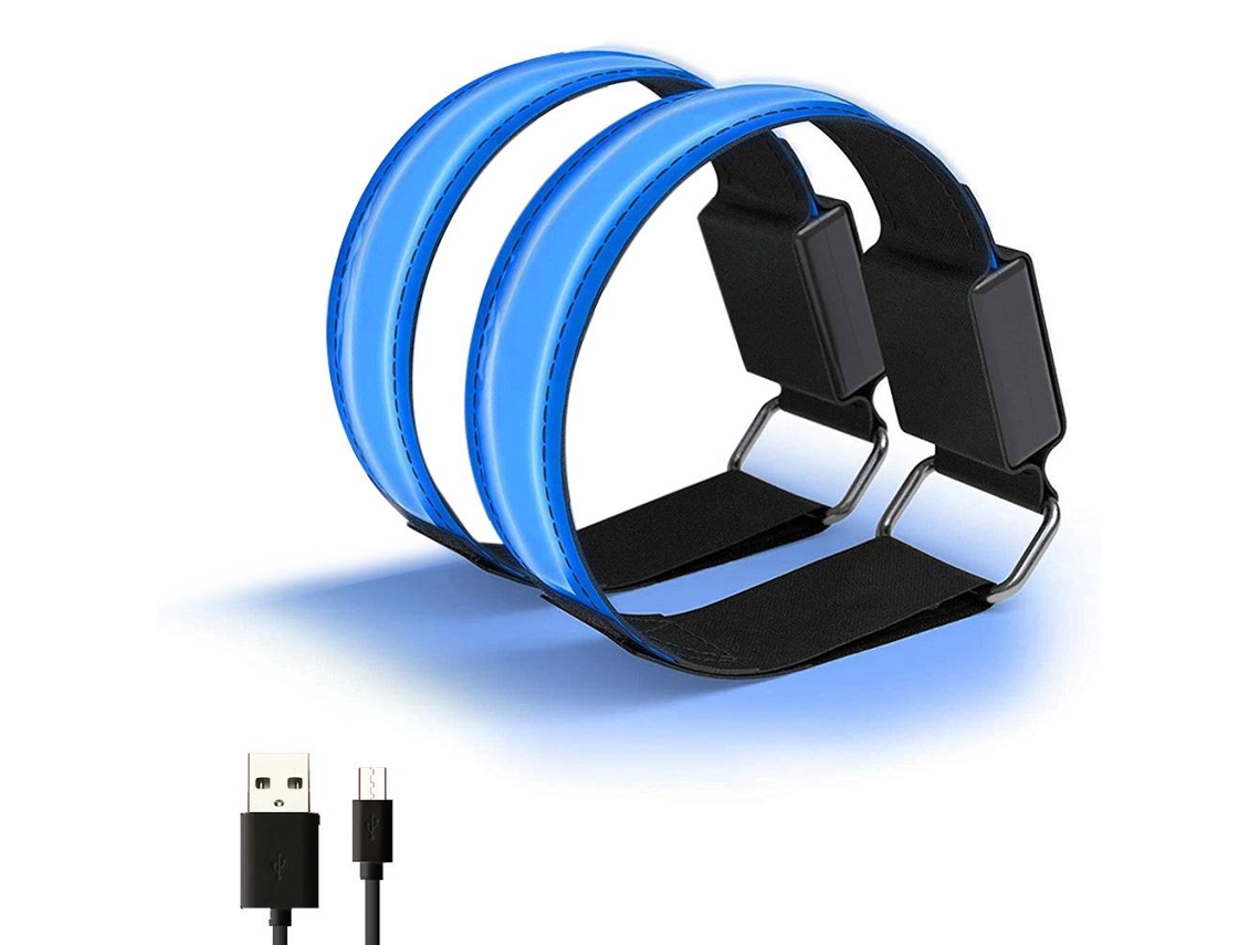 2 Pulseras Led Recargables Por Usb Con Tira Reflectante Ajustable Para Correr, Ciclismo Y Deportes Al Aire Libre.