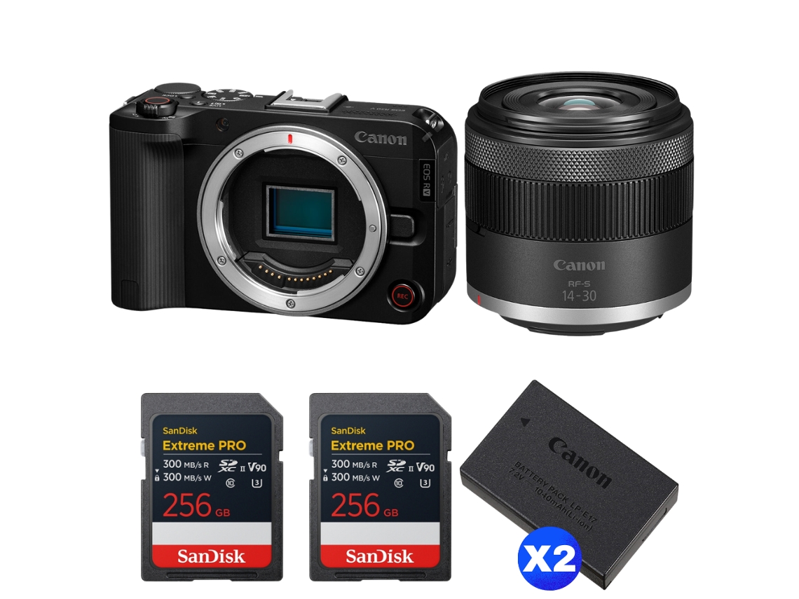 Canon Eos R50 V + Rf-s 14-30mm F/4.5-6.3 Is Stm Pz + 2 Sandisk 256gb Extreme Pro Uhs-ii Sdxc + 2 Canon Lp-e17 + Ebook Pricedirect