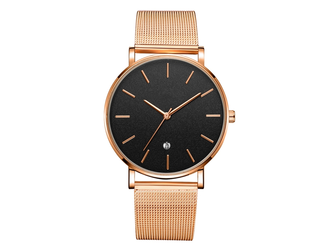 Reloj De Pulsera De Cuarzo Redondo Analógico De Aleación Oro Rosa