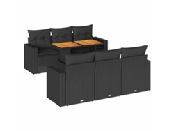 Maison Exclusive - Set De Sofás De Jardín 7 Pzas Con Cojines Ratán Sintético Negro