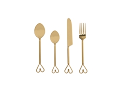 Set 16 Cuberteria Inox Corazon Dorado 4,5x1,5x21cm