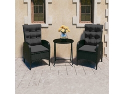 Conjunto de bistró de jardín de 3 piezas en mimbre y cristal negro DKD Home Decor
