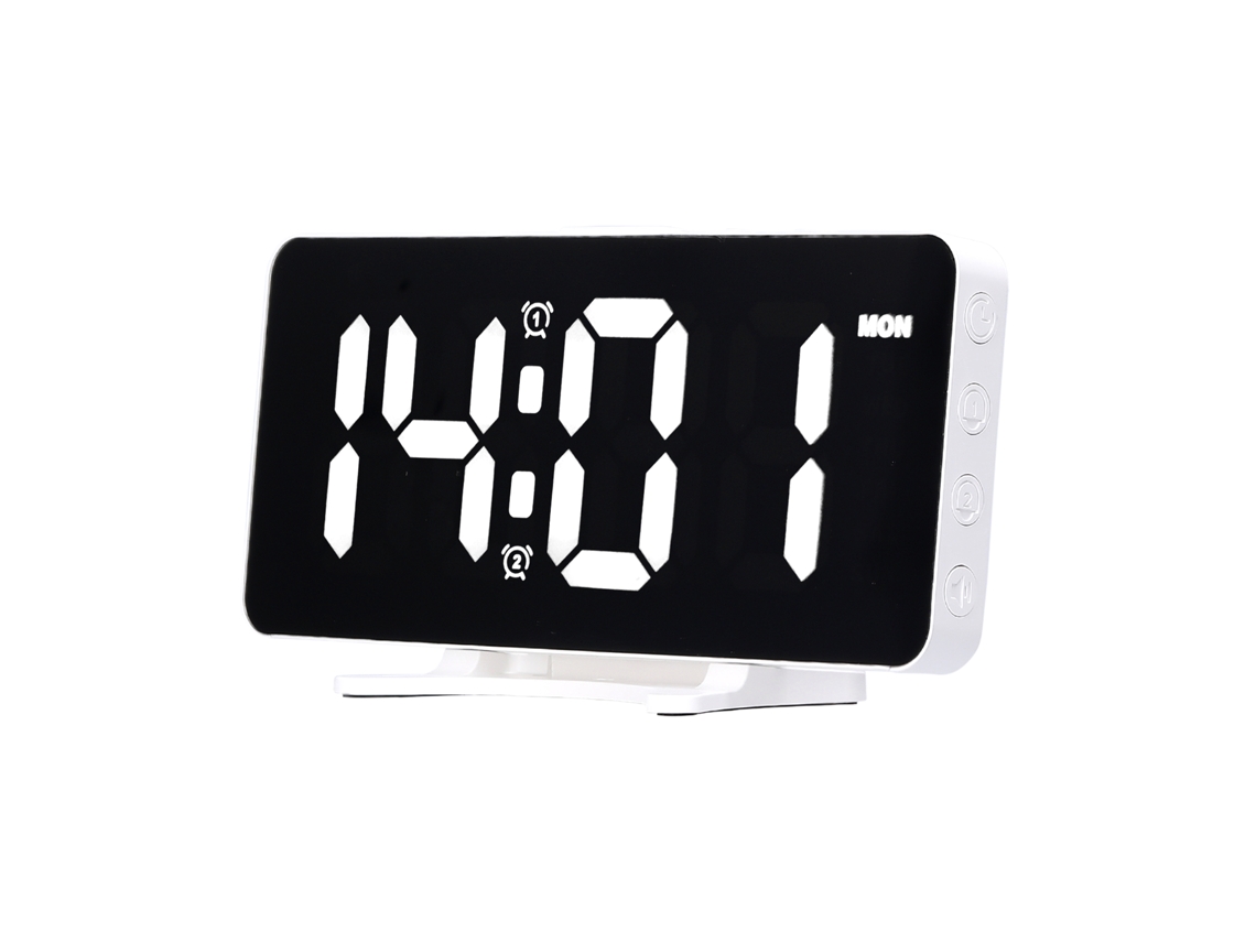 Reloj Despertador Digital Led De 6,7 Pulgadas Con Superficie De Espejo, 2 Alarmas, Brillo Ajustable Y Usb Para El Hogar Y La Oficina.