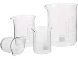Juego de 4 vasos de precipitados de vidrio de borosilicato resistentes a altas temperaturas con graduaciones claras CHABERLU