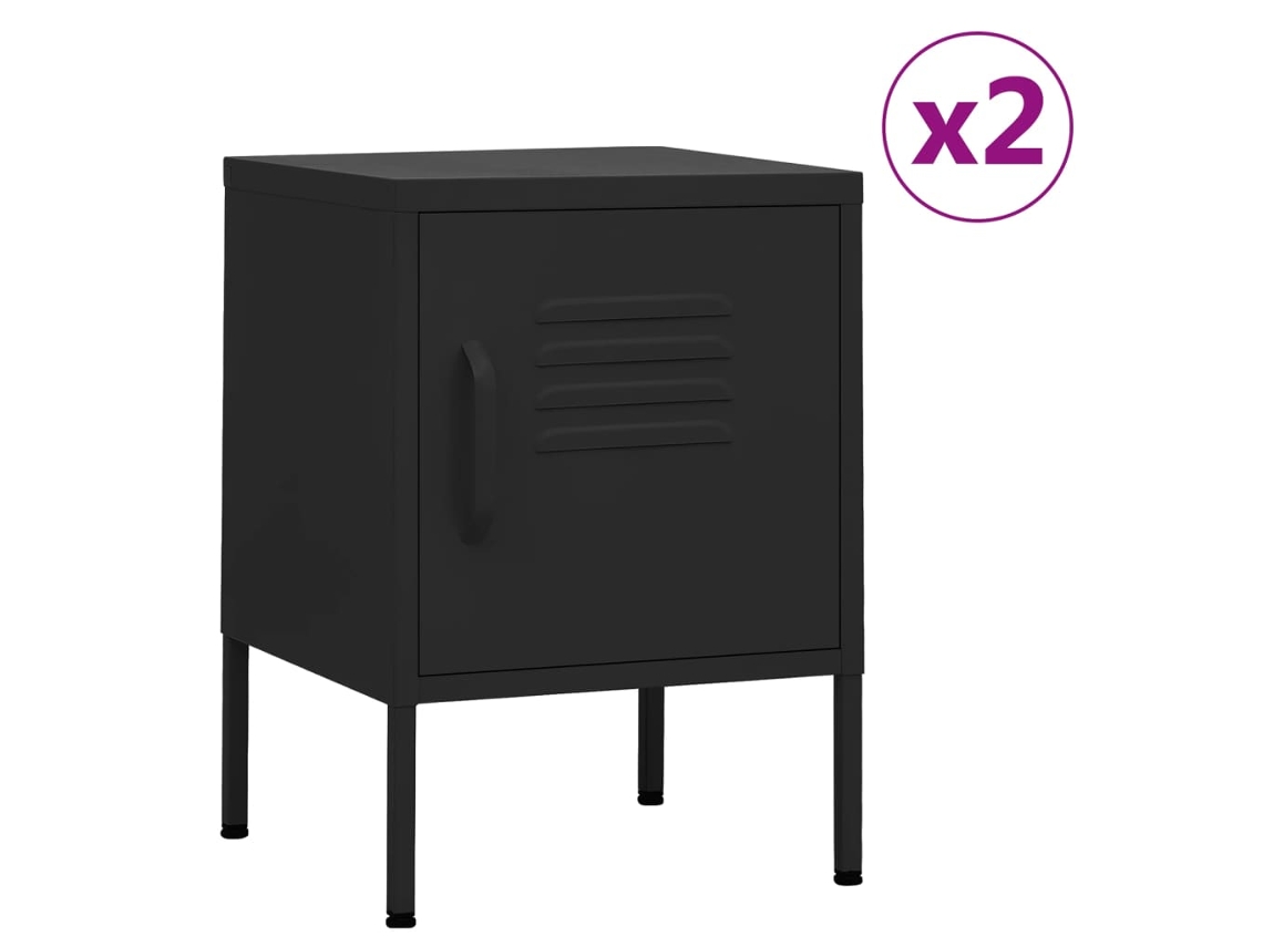 Mesitas de Noche LOVELY HOME Mesinha 2 Pcs 35X35X51 Cm Aço Preto