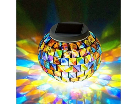 Luces solares de bola de cristal, lámpara nocturna impermeable que cambia de color para decoración de dormitorio interior y exterior (colorida)