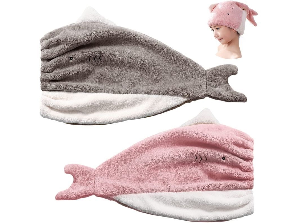 Paquete De 2 Toallas De Microfibra Para Secar El Cabello, Súper Absorbentes Con Bonito Bordado, Turbante De Secado Rápido, Gris Y Rosa.