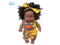 Muñeca De Niña De 20 Cm, De Vinilo Seguro, De Piel Oscura Africana, Un Regalo Ideal Para Una Niña.