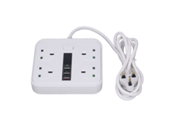 Enchufe multifuncional 8 en 1 con puertos USB PD QC y cable de 2 m, ideal para el hogar.