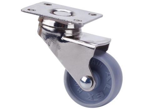 Rueda giratora placa niquel.10bdr60-bp plastico gris eje liso ALEX