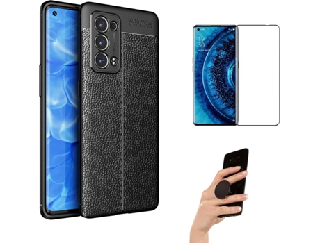 Carcasa + Protector + Popsocket Oppo Reno6 Pro Plus Rugged Leather Negro BD-LC