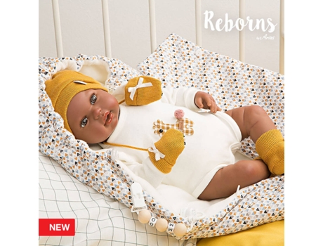 Muñeco ARIAS Arias Reborns 45 cm Rafael con Saco de Dormir (Edad Mínima: 3 Años - 58 x 20,5 x 30 cm)