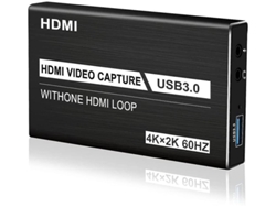 Tarjeta de captura de audio y video HDMI 4K, USB 3.0, 1080p 60 fps, transmisión en vivo, compatible con Windows, Mac OS X, Linux, OBS, PS4, etc., color negro Yizhood