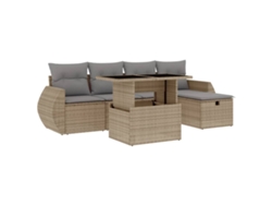 Conjunto 6 de sofás jardín con cojines VIDAXL ratán sintético beige