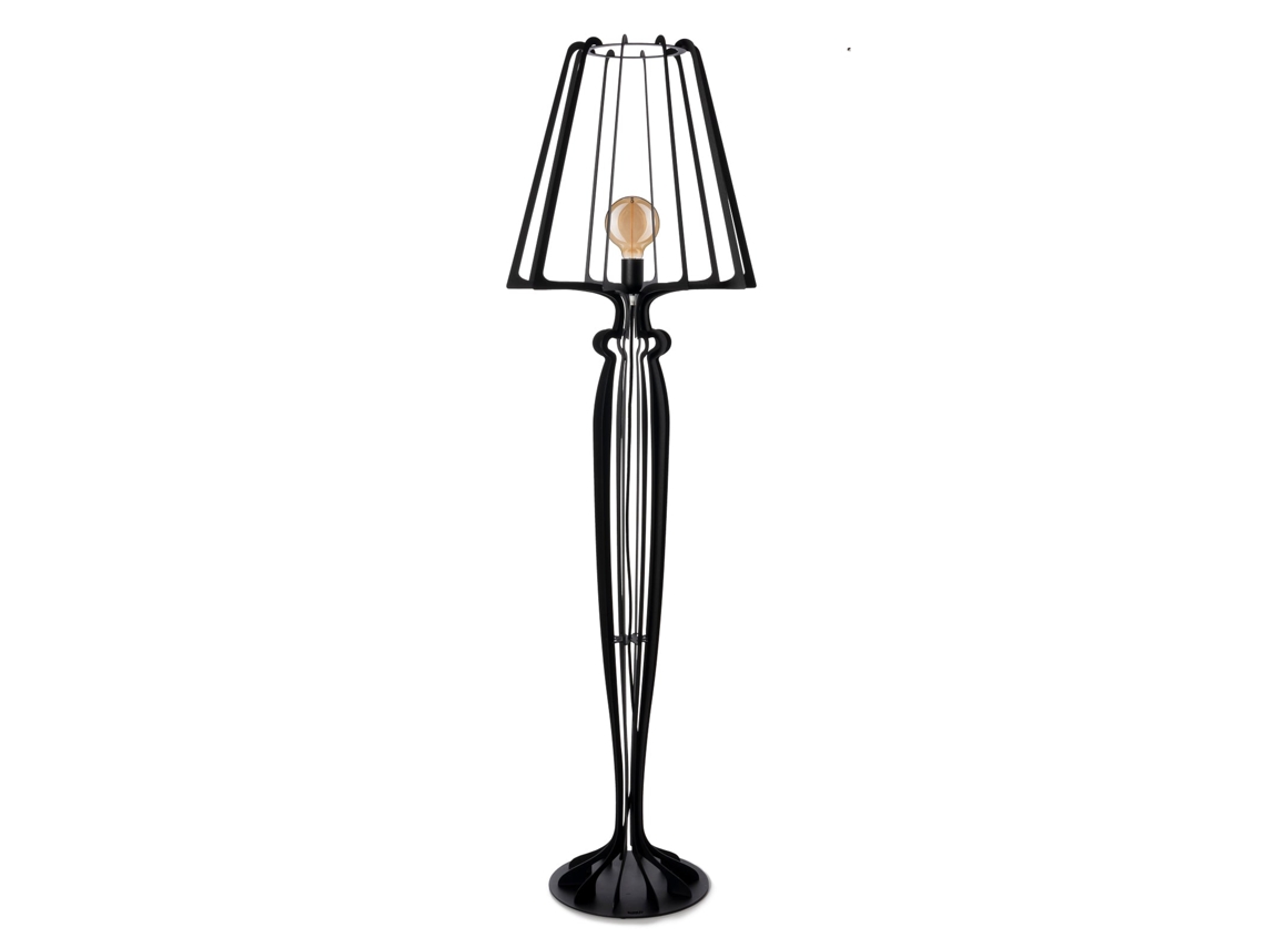 Lámpara de pie Minerva Ø38x166 cm en hierro reticulado, diseño moderno con interruptor de pie, conexión E27, fabricada en Italia, color negro Arti Mestieri