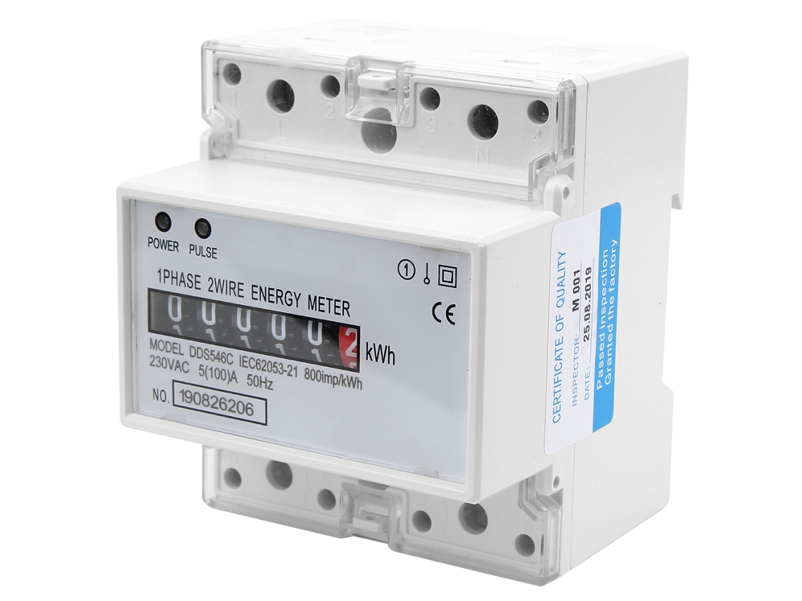 Medidor de energía monofásico 4P 230V para carril DIN DDS546C