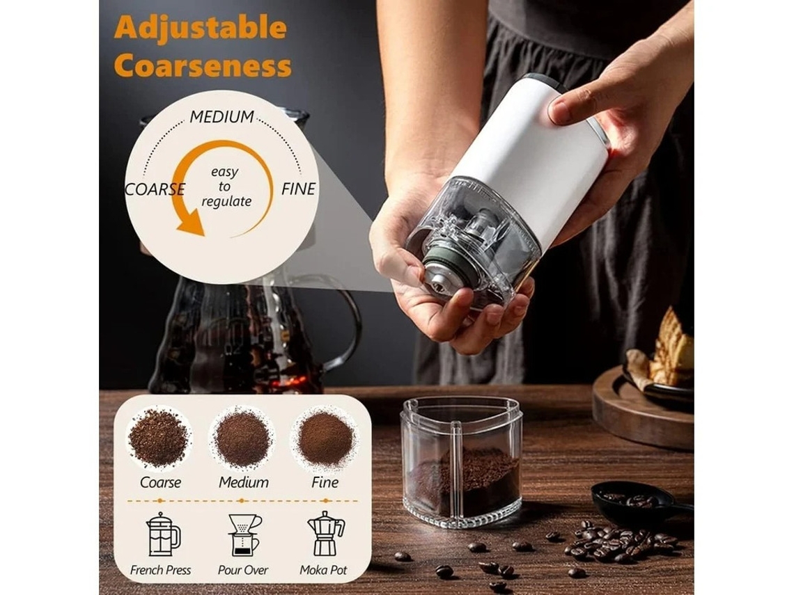 Molinillo de café eléctrico Yizhood con grosor ajustable (blanco)