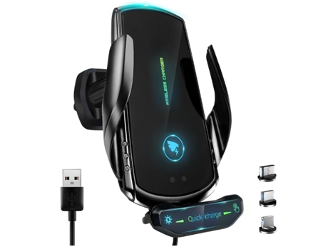 Cargador inalámbrico para automóvil, 15W QI rápido en el cargador inalámbrico para automóvil [Sentido electromagnético] Cargador inalámbrico para a...
