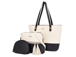 Conjunto de bolso para madre e hija (blanco con detalles en negro)