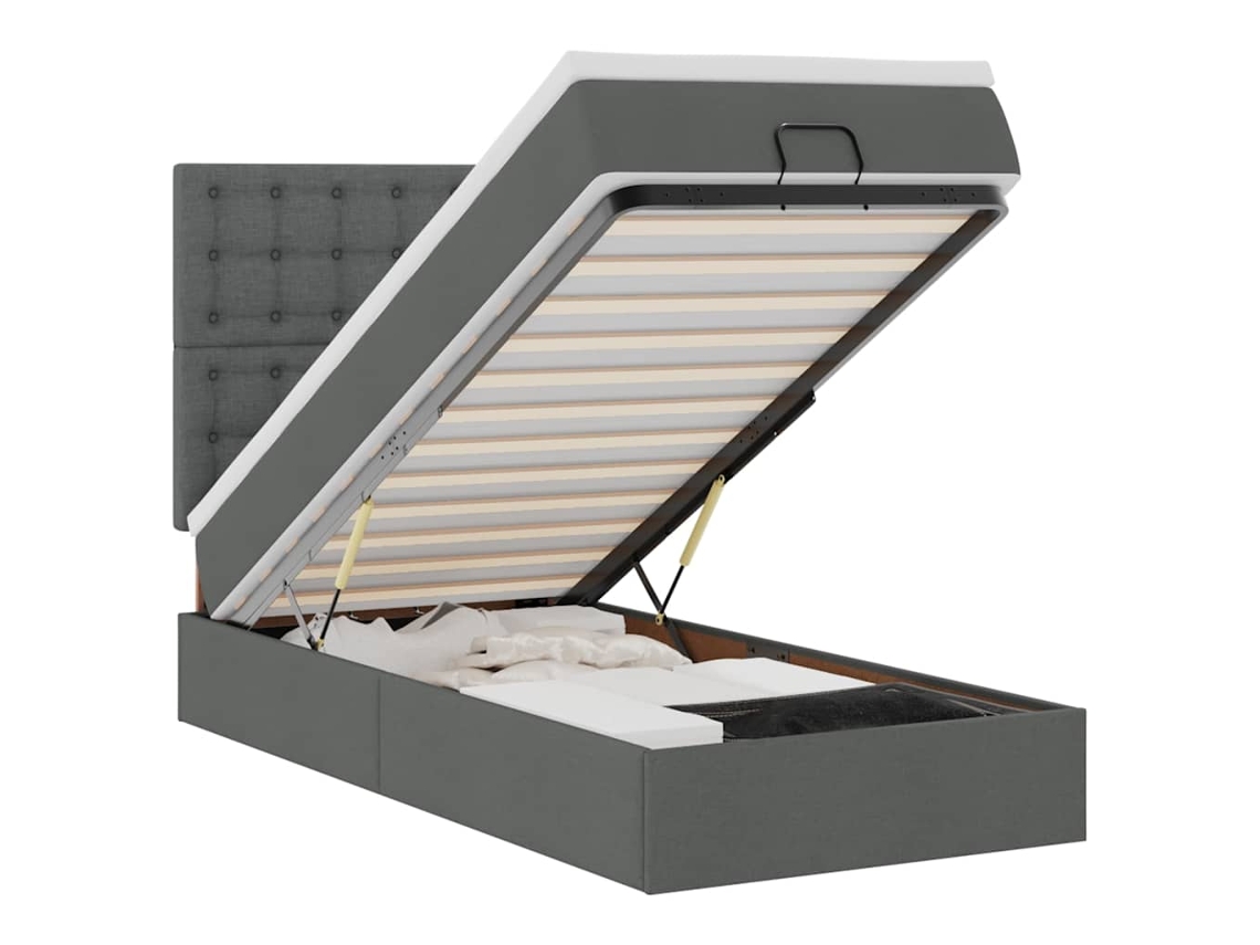 Maison Exclusive - Cama Otomana Con Colchón Gris Oscuro 90x200 Cm Tela