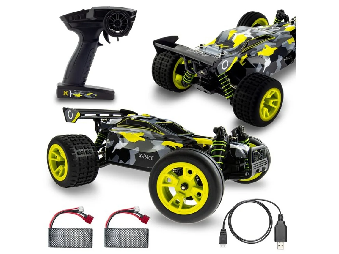 Coche teledirigido RC Overmax X-pace - Buggy 4x4 30 km/h LED Drift Off Road RTR 2 baterías verde