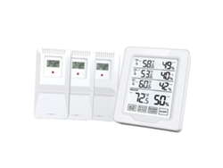 Termómetro Y Medidor De Humedad Para Interiores Y Exteriores Con 3 Sensores Remotos, Alcance De 150 M, Pantalla Lcd Con Retroiluminación Blanca.