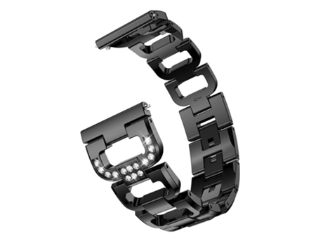 Correa de metal 20mm aleación de decoración de diamantes de imitación para Garmin Forerunner 245 - negro